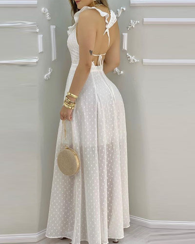 Vestido Halter Liso con Tirantes Ajustables - Image 2