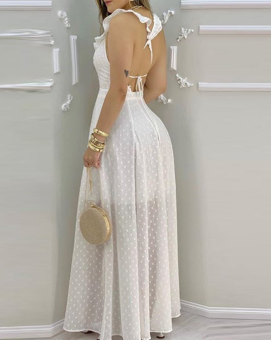 Vestido Halter Liso con Tirantes Ajustables - Image 2
