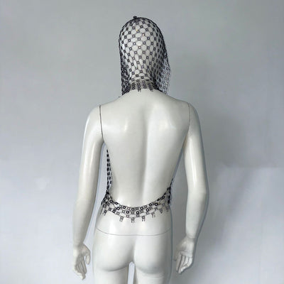 Camiseta de Malla Hueca con Strass Brillante - Image 15