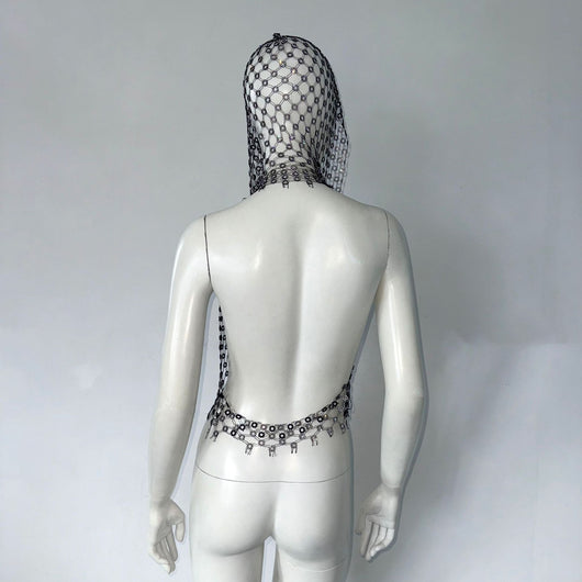 Camiseta de Malla Hueca con Strass Brillante - Image 15