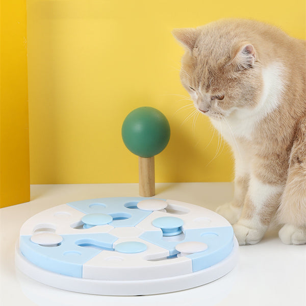 Comedero Interactivo Puzzle para Mascotas Azul y Blanco