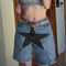 Jeans para Mujer con Parches de Contraste y Estrella de Cinco Puntas