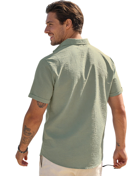 Camisa Casual de Manga Corta con Cuello Solapa - Image 27