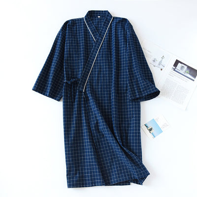 Bata Kimono Japonesa de Algodón Gasa para Hombre - Primavera Verano - Image 6