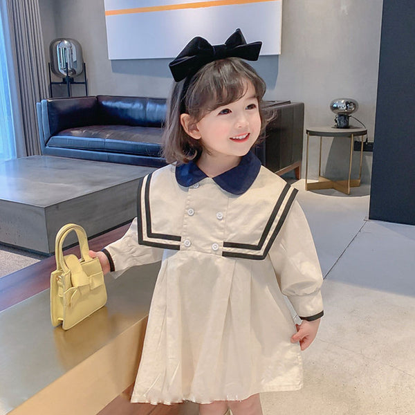 Vestido Preppy de Manga Larga para Niñas - Colección Otoño