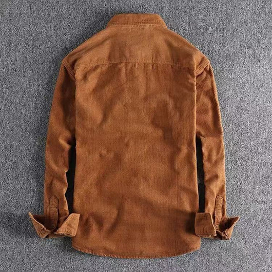 Camisa de Pana Vintage Lavada Manga Larga para Hombre - Image 26