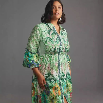 Vestido Camisero Floral de Manga Larga para Mujer - Image 4