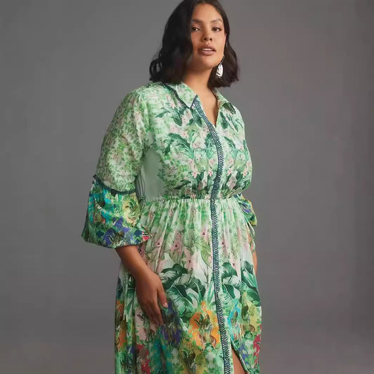 Vestido Camisero Floral de Manga Larga para Mujer - Image 4