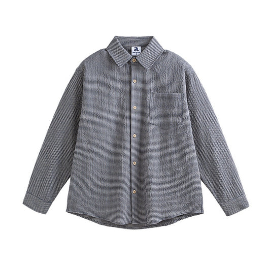 Camisa de Manga Larga Cuadros con Textura Burbuja para Hombre - Otoño - Image 3