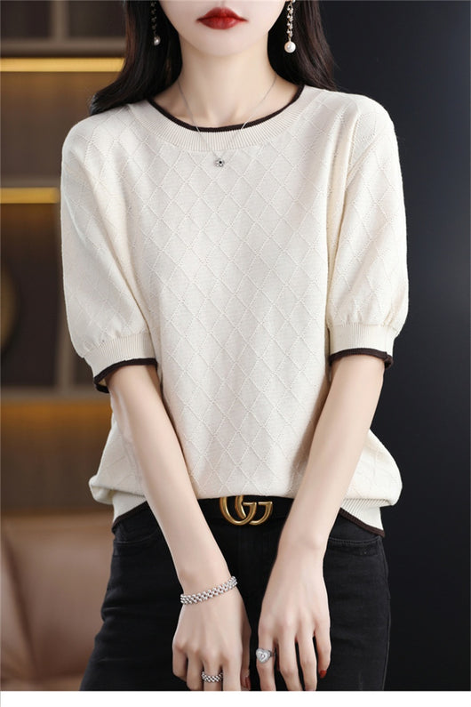 Blusa Tejida de Algodón 100% Manga Corta Suelta Efecto Reductor para Mujer - Image 20