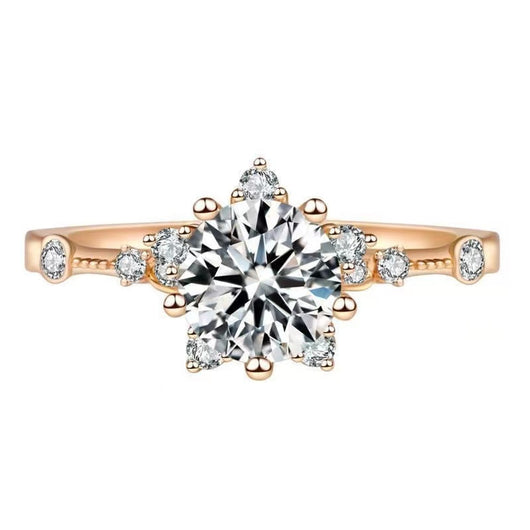 Anillo de Oro Rosado con Copo de Nieve de Diamante y Diseño Estelar - Image 2