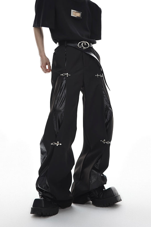 Pantalones Casuales para Hombre con Botones Metálicos y Diseño Patchwork - Image 14