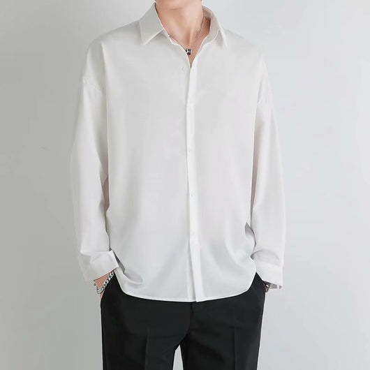 Camisa Suelta de Manga Larga en Seda de Hielo para Hombre - Image 3