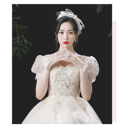 Guantes de Novia Artesanales Perla Blanca con Moño - Image 3