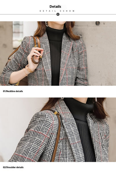 Blazer Cuadriculado Mujer con Cintura Ajustada - Image 20