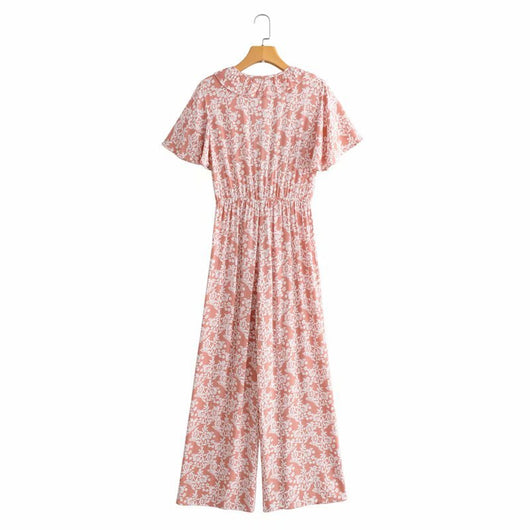 Jumpsuit Estampado con Detalle de Corbata en el Pecho - Image 10