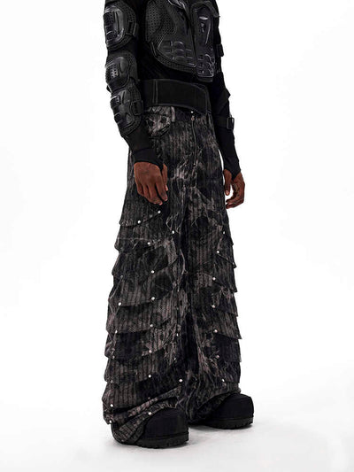 Pantalones Vaqueros Deconstructuidos Estilo Retro Pierna Ancha con Remaches - Image 10