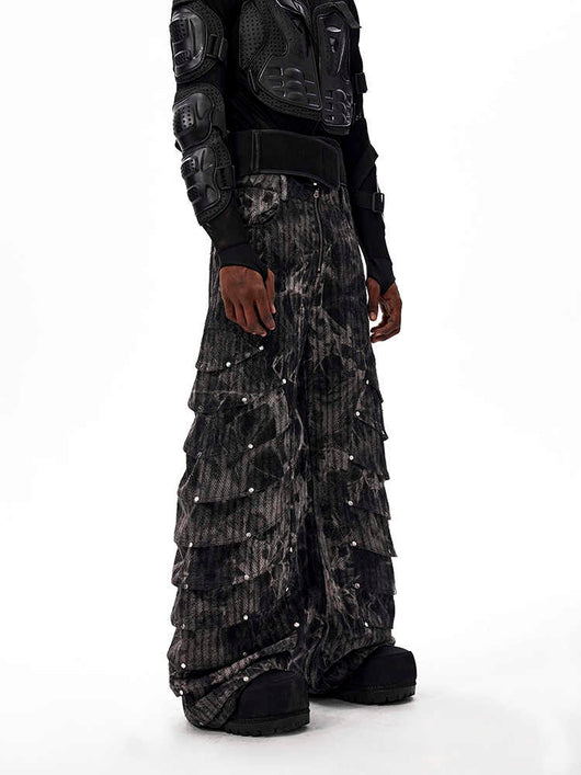 Pantalones Vaqueros Deconstructuidos Estilo Retro Pierna Ancha con Remaches - Image 10