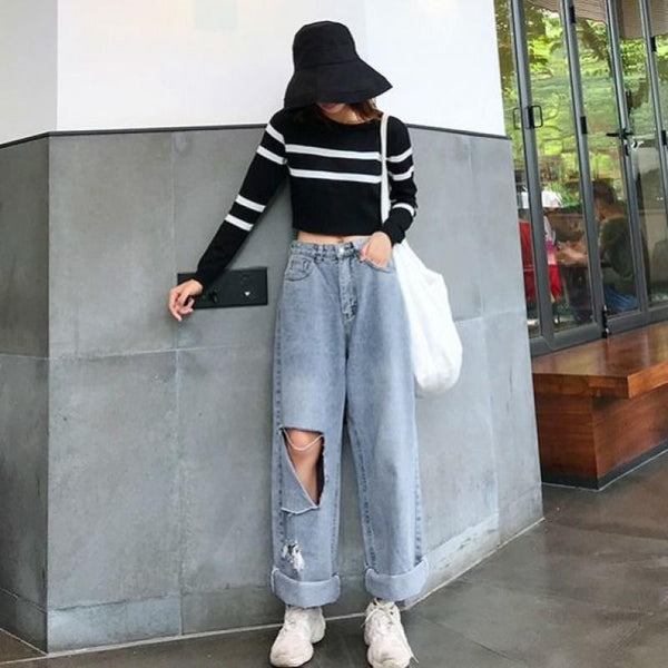 Pantalón Ancho de Cintura Alta Versátil para Estudiantes