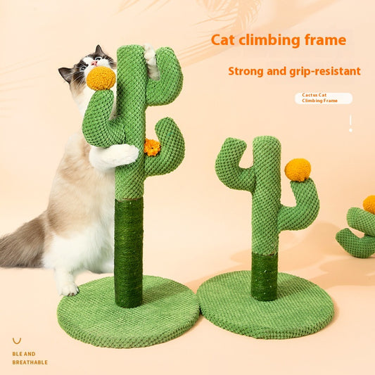 Rascador de Cactus para Gatos con Poste Sisal y Plataforma Escaladora
