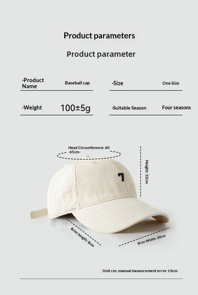 Gorra de Béisbol Pana Ancha Elegante y Versátil para Hombre - Image 10