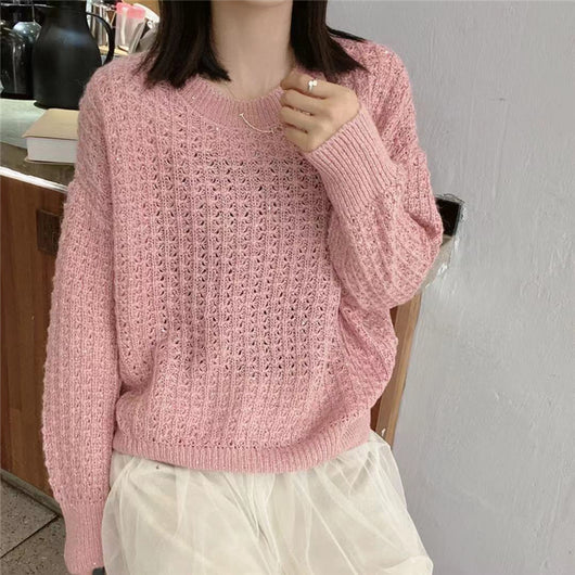 Suéter Mohair con Lentejuelas Brillantes y Cuello Redondo para Mujer