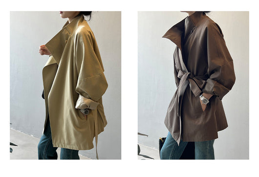 Chamarra Retro Suelta de Cintura para Mujer con Cuello Mao - Image 10