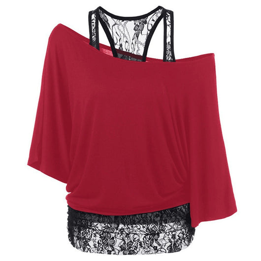 Blusa Chaleco de Encaje con Cuello Diagonal y Mangas Murciélago - Image 10