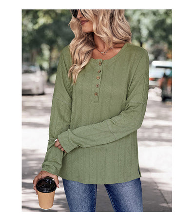 Suéter Verde de Cuello Redondo con Botones y Textura Jacquard - Image 9