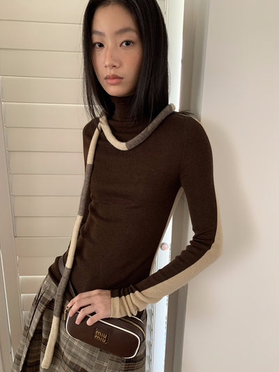 Suéter de Lana Slim Fit Bicolor con Contraste para Mujer - Image 35