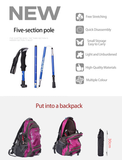 Bastones de Trekking Ultraligeros Ajustables 5 Secciones - Postes Anti Impacto - Image 12