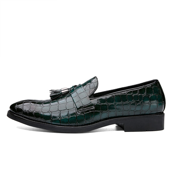 Zapatos de Cuero con Patrón Serpiente y Punta Afilada - Estilo Vintage
