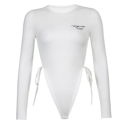 Blusa Ajustada de Manga Larga con Cintura Anudada y Estampado de Letras - Image 8
