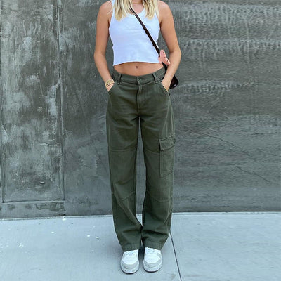 Pantalones Casuales de Cintura Alta y Pierna Recta para Mujer - Image 3