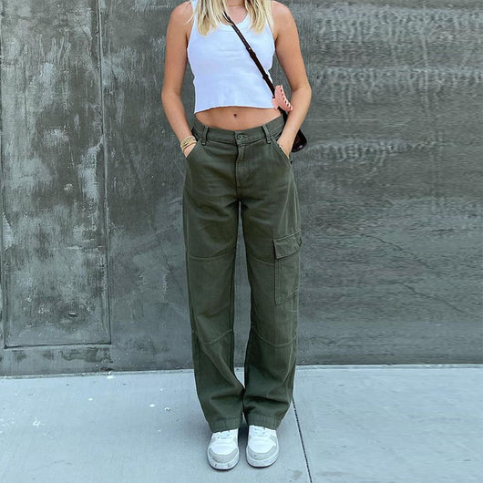 Pantalones Casuales de Cintura Alta y Pierna Recta para Mujer - Image 3