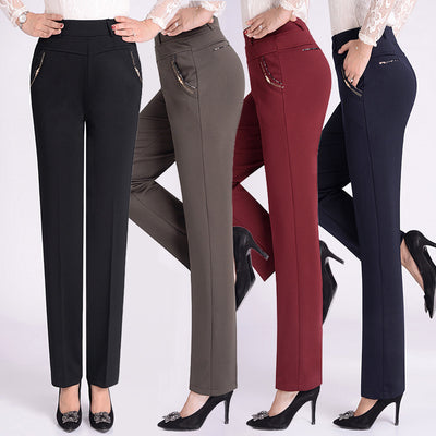 Pantalones Rectos Elásticos de Cintura Alta para Tallas Grandes - Image 11