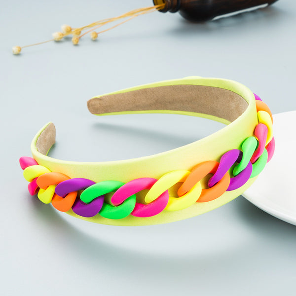 Diadema Ancha con Cadena de Colores Macaron para Mujer - Image 9
