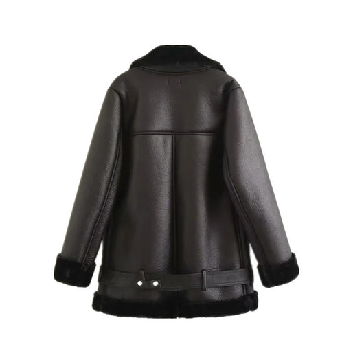 Chaqueta de Cuero PU con Cinturón Ajustable para Mujer - Estilo Trendy - Image 2
