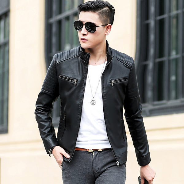 Chaqueta de Cuero para Motociclista Elegante - Primavera y Otoño