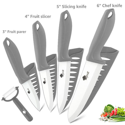 Set de 5 Cuchillos de Cerámica Zirconia con Hojas Blancas - Image 3