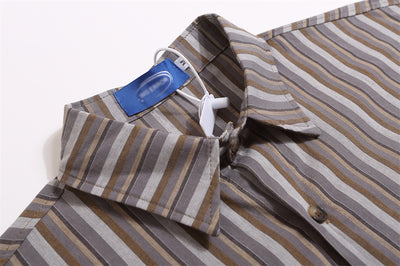 Camisa Suelta de Rayas Verticales para Hombre - Image 16
