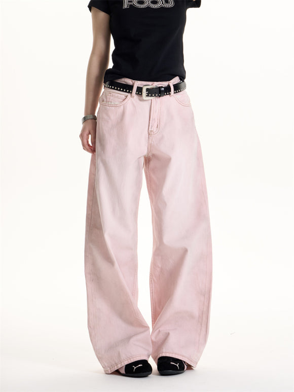 Pantalón Jeans Ancho Estilo Retro Flor de Cerezo