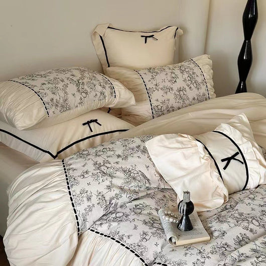 Juego de Cama Vintage Francés Térmico de 4 Piezas con Encaje - Image 9