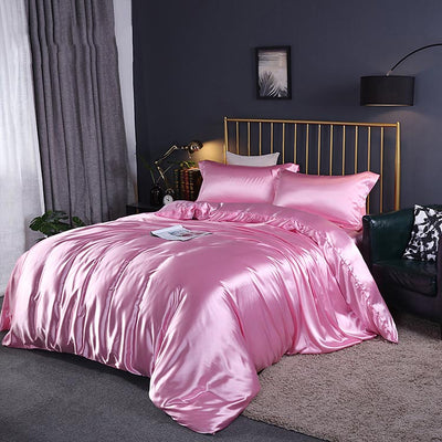 Juego de Cama Reversible de Seda de Hielo Puro Color - 4 Piezas - Image 5