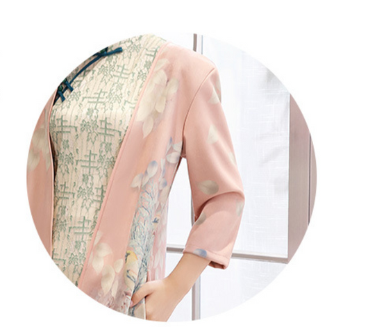 Vestido Cheongsam Elegante Mediano con Gamuza y Detalles Aodai - Image 10