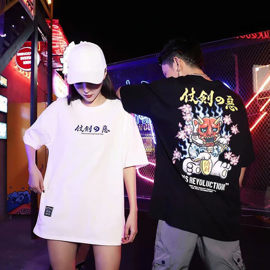 Camiseta Hip Hop Suelta Verano Unisex Estilo León Despierto - Outfit de Pareja - Image 10
