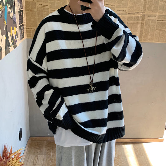 Suéter Rayas Hombre Cuello Redondo Oversize Pareja