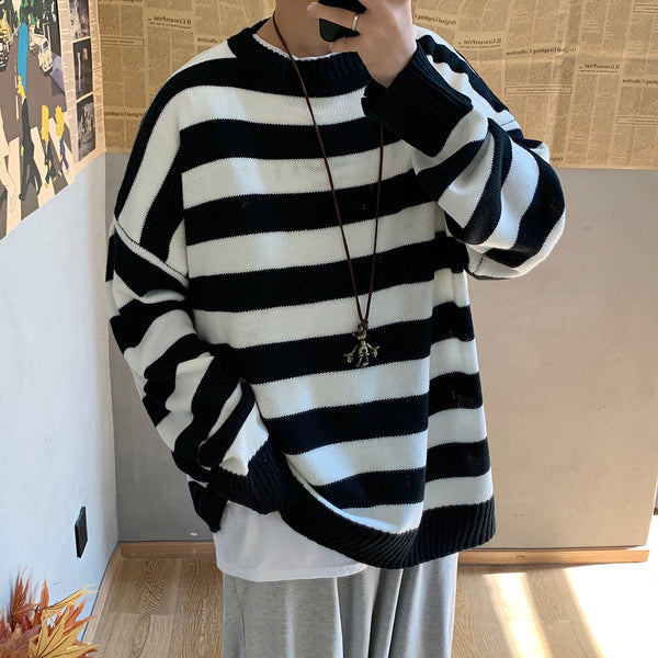Suéter Rayas Hombre Cuello Redondo Oversize Pareja