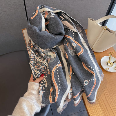 Bufanda de Imitación Cashmere con Estampado de Caballos - Versión Extendida y Reforzada - Image 18