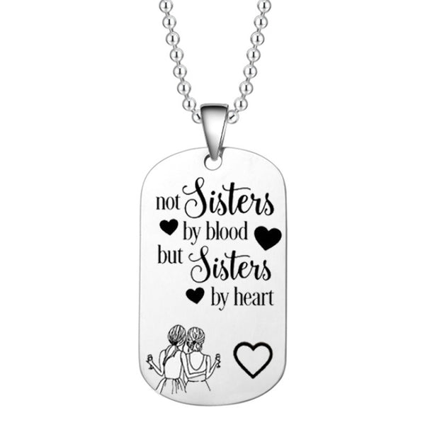 Llavero de Acero Inoxidable en Forma de Corazón con Grabado Hermanas